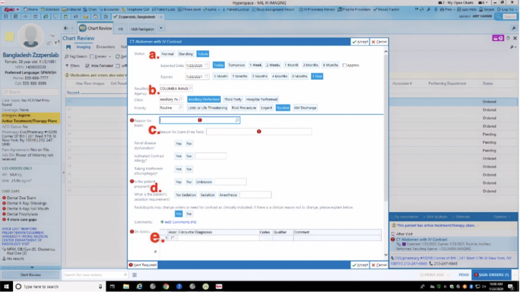 EPIC Diagnostic Radiology Order Guide Department of Radiology