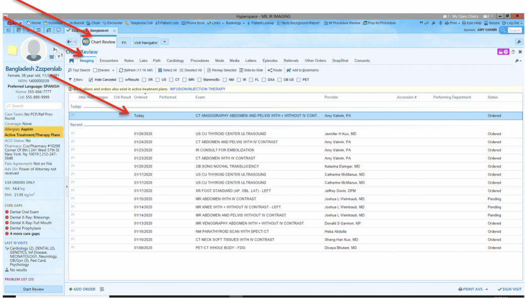 EPIC Diagnostic Radiology Order Guide Department of Radiology