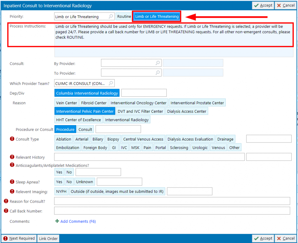 EPIC Interventional Radiology Order Guide Columbia Department of