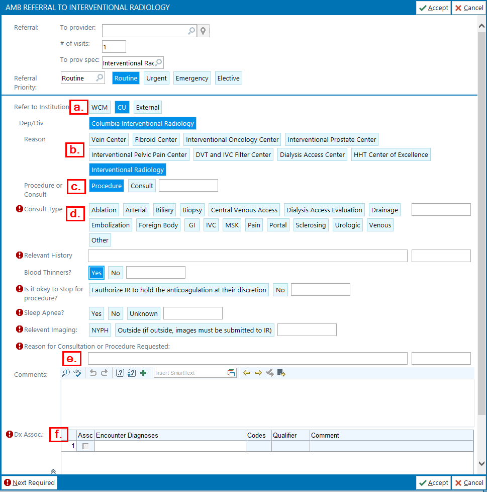 EPIC Interventional Radiology Order Guide Columbia Department of Radiology